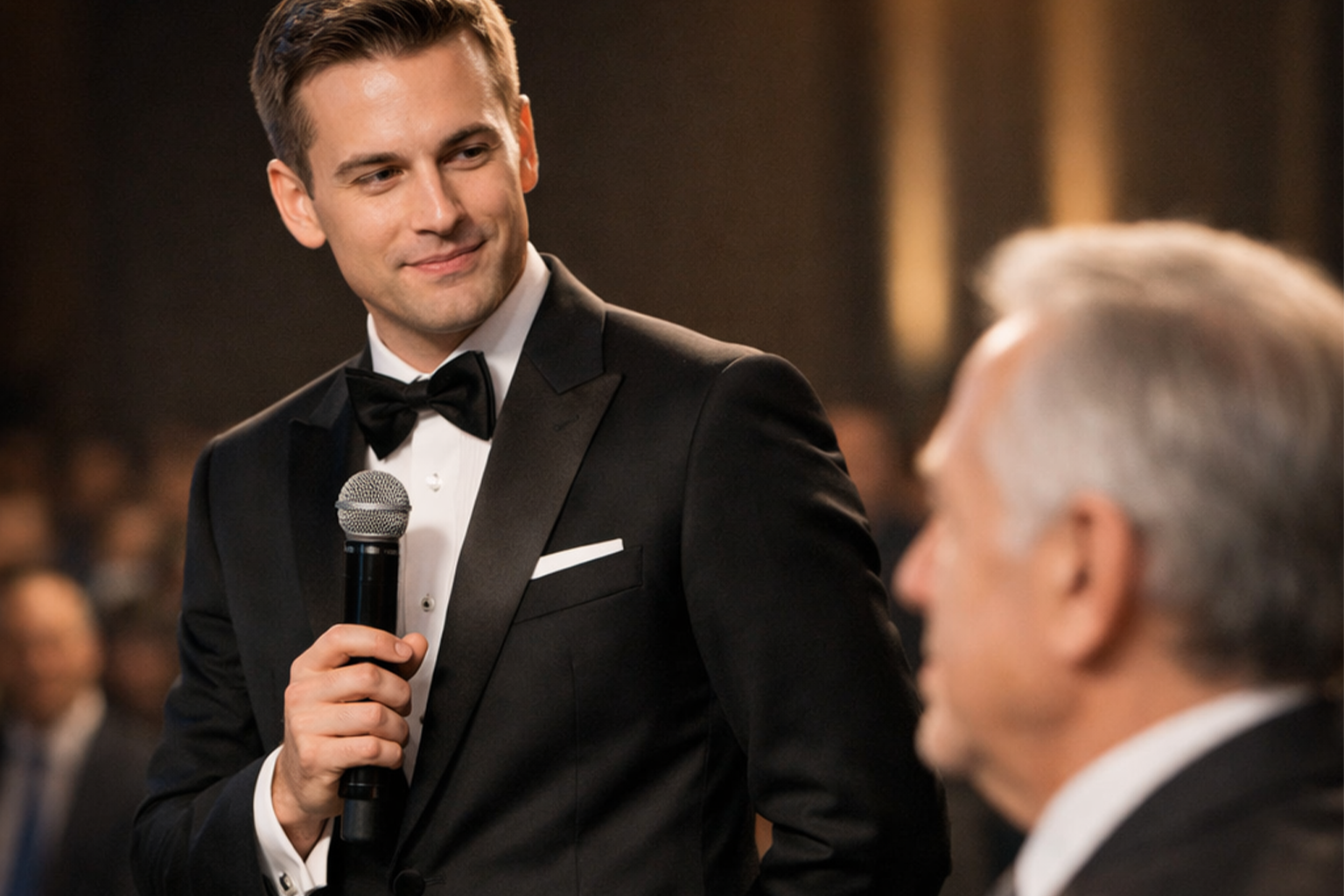 Voice modulation tips for formal stage announcements